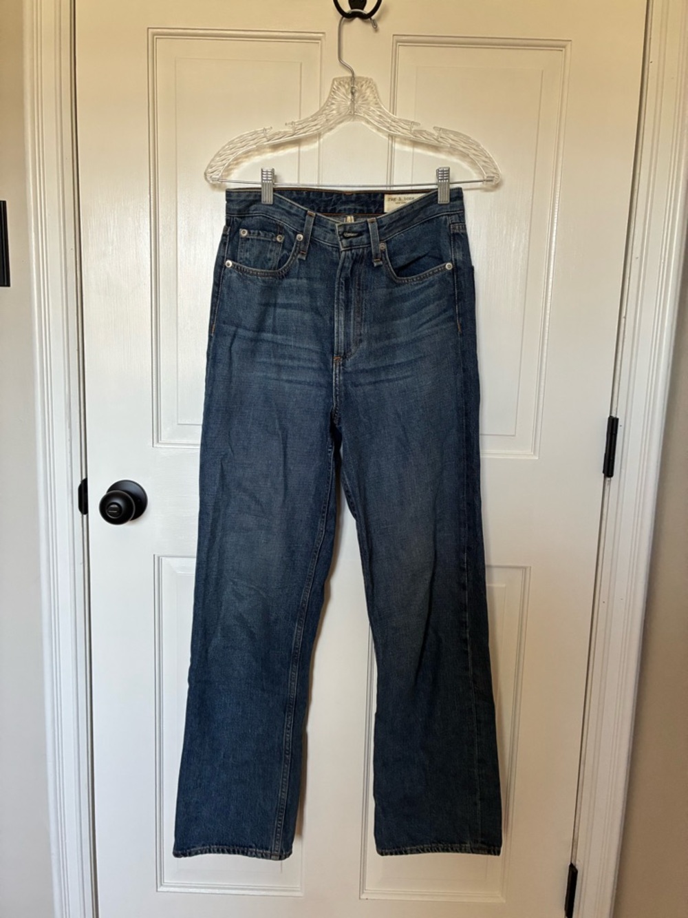 rag & bone Indigo Blue Denim Jeans with Contrast Stitching
